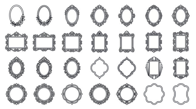 Ornate vintage picture frame set with diverse decorative borders