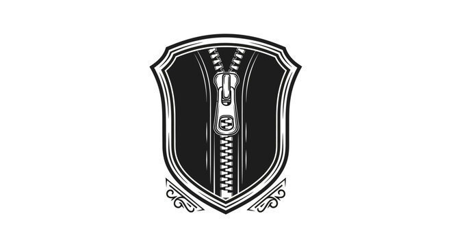 Black and White Shield Emblem with Zipper Design