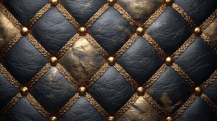 Naklejka premium Luxurious diamond quilted leather texture background with elegant stitched geometric pattern, premium black upholstered surface, sophisticated padded fabric design, modern decorative backdrop, high en