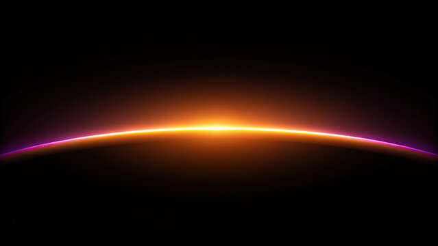 Glowing bright horizon line in dark space