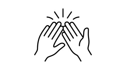 Clapping hands outline icon representing applause and celebration. © Koi