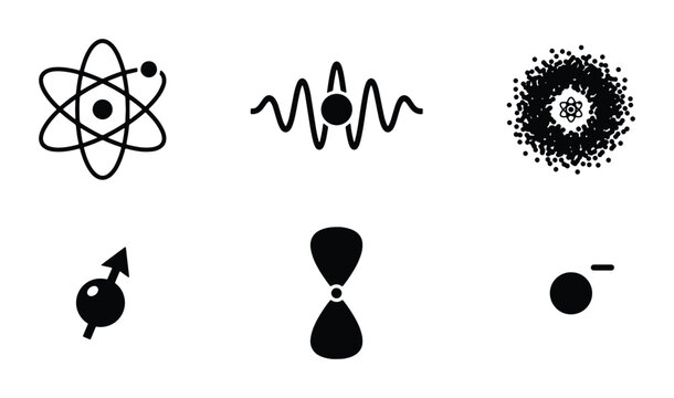 Atomic Structure Icons, Quantum Physics Symbols, Science Vector Graphics, Chemistry Elements