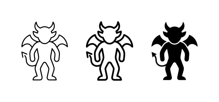 Devil Icons, Demon Symbols, Evil Character Graphics, Hellish Creature Vector Art