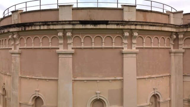 Waverley Reservoir is an ornately decorated early twentieth century water tank in eastern suburbs of Sydney, Australia near Bondi Beach. Camera orbits building in CCW direction.