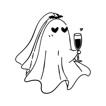 ghost bride with champagne glass