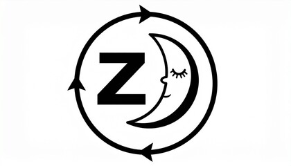 Naklejka premium Black and white circular sleep cycle illustration