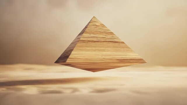 Floating pyramid visual in ambient lighting abstract geometric shape