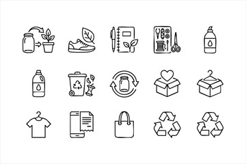 Fototapeta premium Black and white outline business and finance icon set with business marketing management strategy