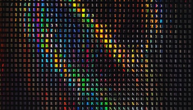 Grid of vibrant colored squares, resembling pixelation