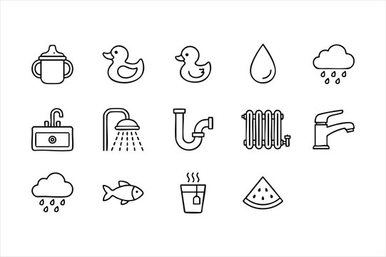Hand drawn grunge brush strokes and check marks set vector illustration with illustration, scribble