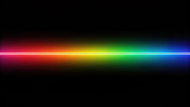 Glowing rainbow light line on black background