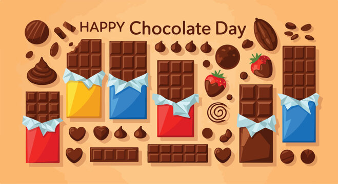 Colorful chocolate assortment on a peach background