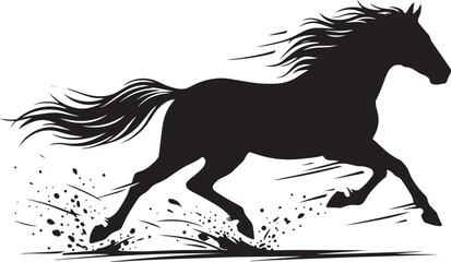 Black horse running with flowing mane and tail © Shahria Emon