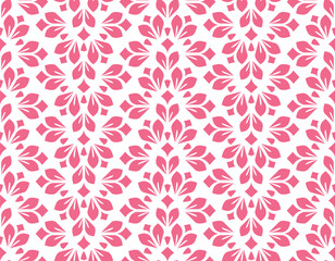 Fototapeta premium Flower geometric pattern. Seamless vector background. White and pink ornament
