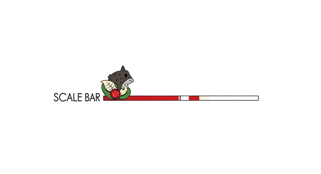 Vector illustration of a mountain climber with scale bar.