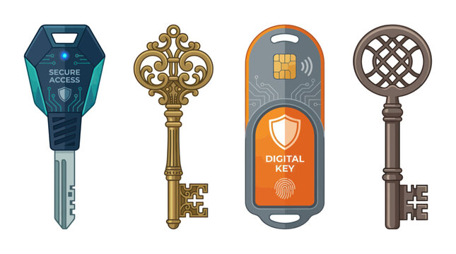Diverse collection of modern digital and vintage skeleton keys