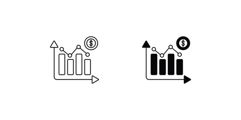 Obraz premium Bar Graph set icon with white background vector stock illustration