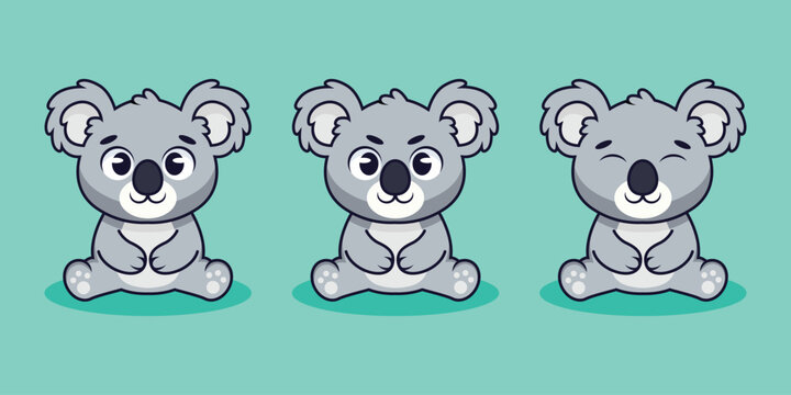 cute cartoon illustration of a koala sitting