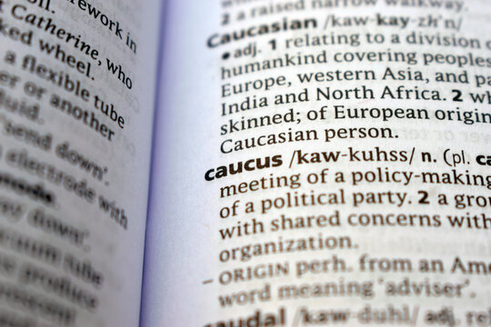 Detail Of English Dictionary Page And Word Pronunciation Of - caucus