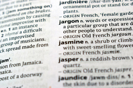 English Dictionary Page Close Up With The Word Definition Of - jargon