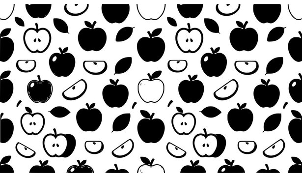 Apple seamless pattern vector fruit icon background for food packaging and textile design eps10