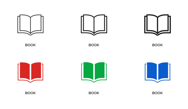 Book Line Icon Set for Education, Reading, Knowledge Sharing, Literature, Learning Resources and Library Management Outline Vector Collection