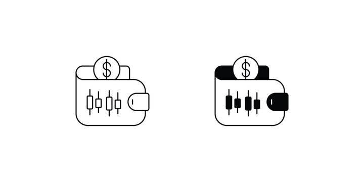 Digital Wallet set icon with white background vector stock illustration