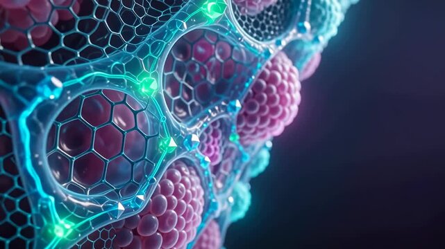 Slow Dolly Shot of Abstract Pulsating Biotech Tissue with Living Elements