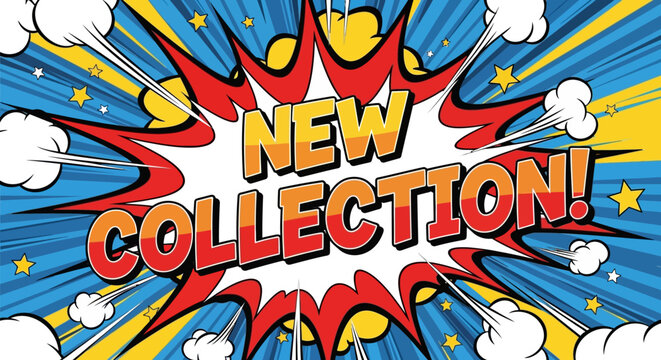 New Collection Comic Book Explosion Burst Speech Bubble Pop Art Retro Style