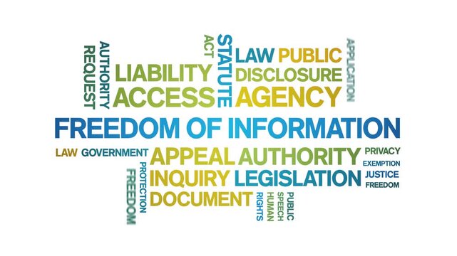 Freedom of information animated word cloud-text design animation tag kinetic typography seamless loop.