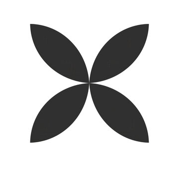 Minimalist Four Leaf Petal Silhouette Graphic Design Element