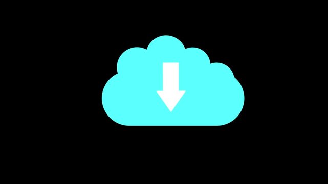File #: bouillabaisse cloud icon with a downward arrow representing file download, smooth flat animation, ideal for cloud computing visuals, user interfaces, digital platforms, and tech-related 
