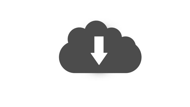 File #: bouillabaisse cloud icon with a downward arrow representing file download, smooth flat animation, ideal for cloud computing visuals, user interfaces, digital platforms, and tech-related 