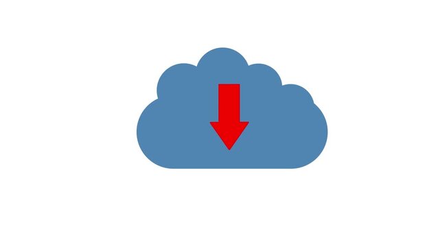 File #: bouillabaisse cloud icon with a downward arrow representing file download, smooth flat animation, ideal for cloud computing visuals, user interfaces, digital platforms, and tech-related 