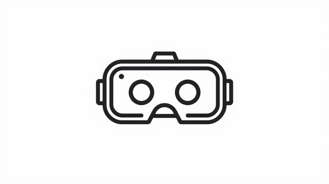 Simple black line icon of a virtual reality headset for modern technology and gaming digital interface design elements
