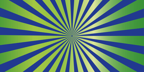 A striking radial burst of alternating blue and green rays emanates from a central point, creating a dynamic and abstract visual effect. © Asad Visuals