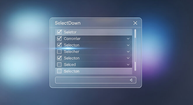 Selectdown Menu Interface With Checkboxes And Dropdown Options Digital User Interface Design element selection