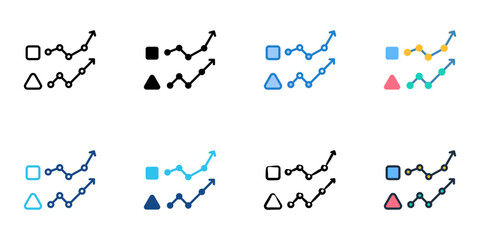 Obraz premium Correlation icons set multiple style collection. Editable stroke 