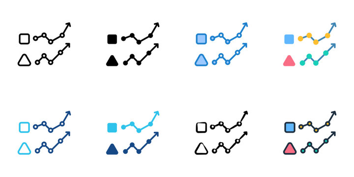 Correlation icons set multiple style collection. Editable stroke 
