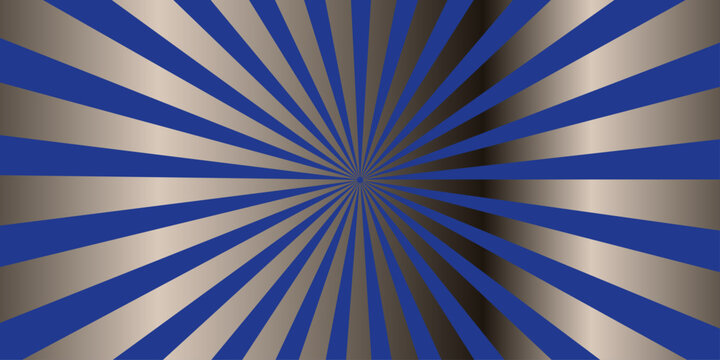 A captivating abstract background featuring a radial burst of alternating blue and metallic silver stripes, creating a dynamic and energetic visual effect with a sense of depth and movement.