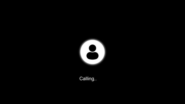 Laptop screen showing an outgoing voice or video call interface with text Calling and user icon 4k animation video .......