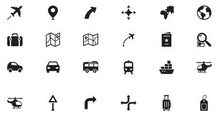 Fototapeta premium Transportation and logistics icons for global travel navigation and mapping information.