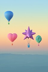 Fototapeta premium Whimsical Hot Air Balloons in Pastel Sky