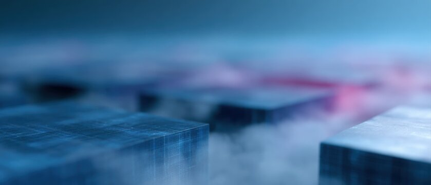 Cloud computing background with holographic servers, futuristic technology atmosphere