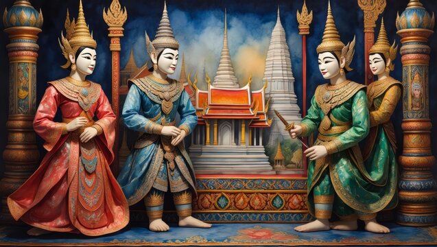 Traditional Thai Dancers in Elaborate Costumes