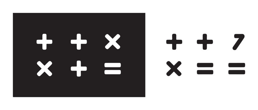 Mathematical symbols set featuring addition multiplication and equality signs for study materials.