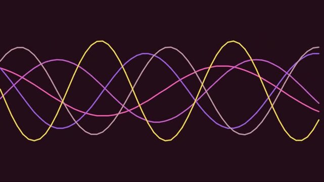 Colorful overlapping sine wave patterns on a dark background