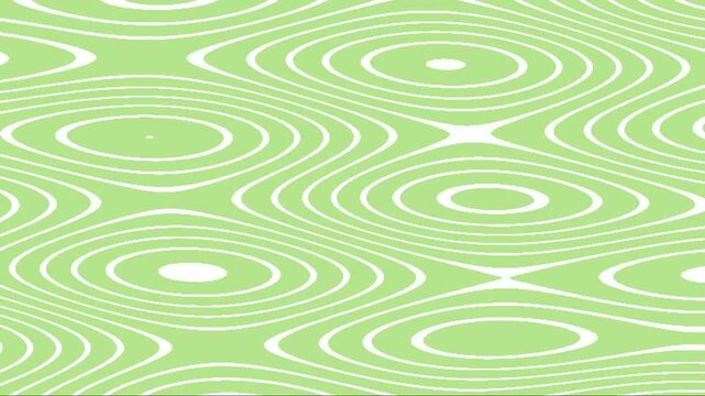Abstract concentric oval ripples in green and white pattern