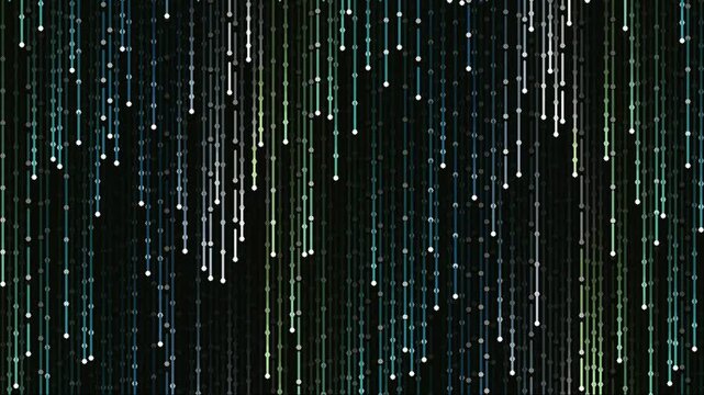 Digital rain matrix code cascading on dark background