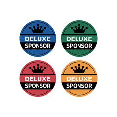 Fototapeta premium Four colorful Deluxe Sponsor badges with crown logo on white background